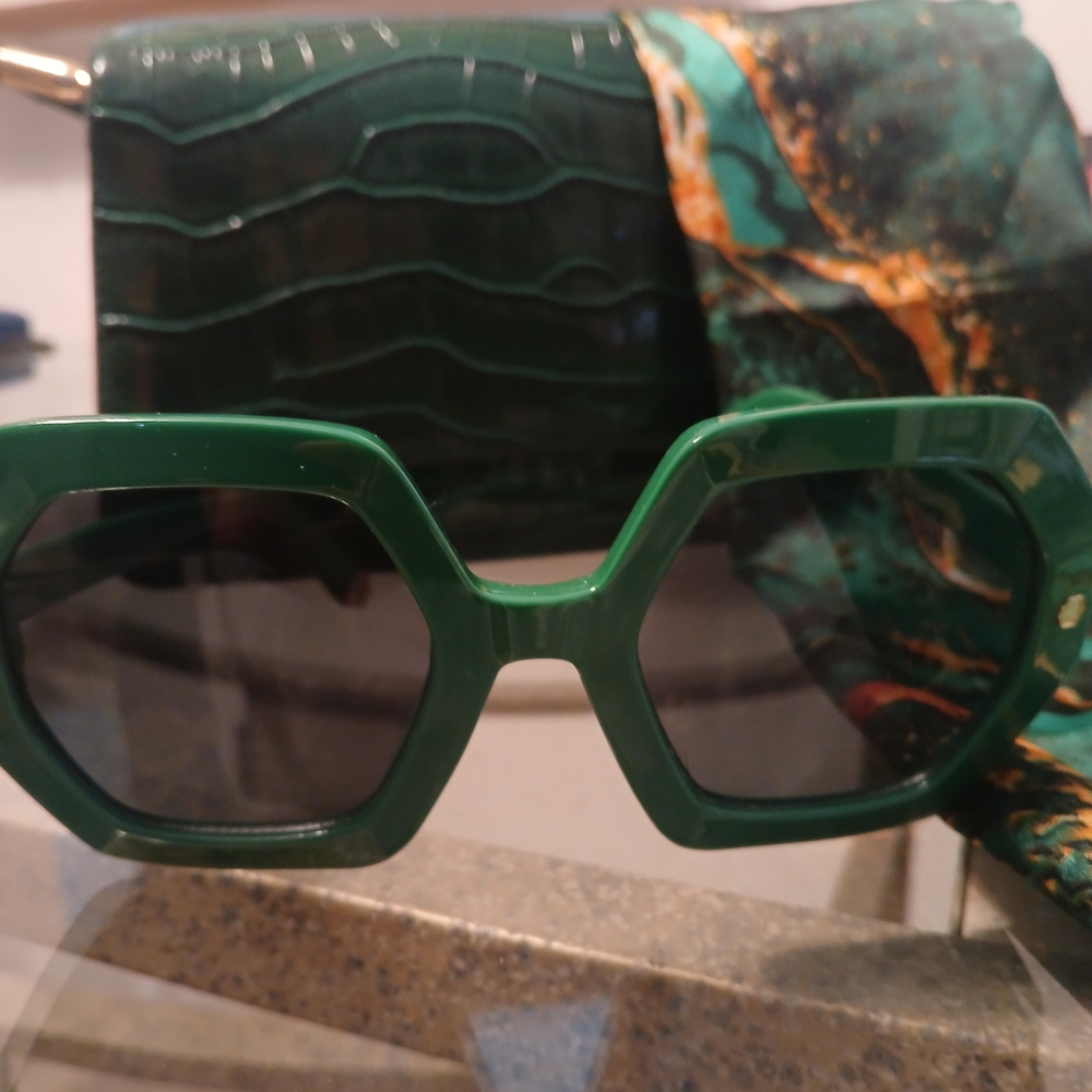 Green Sunglasses and Scarf Set